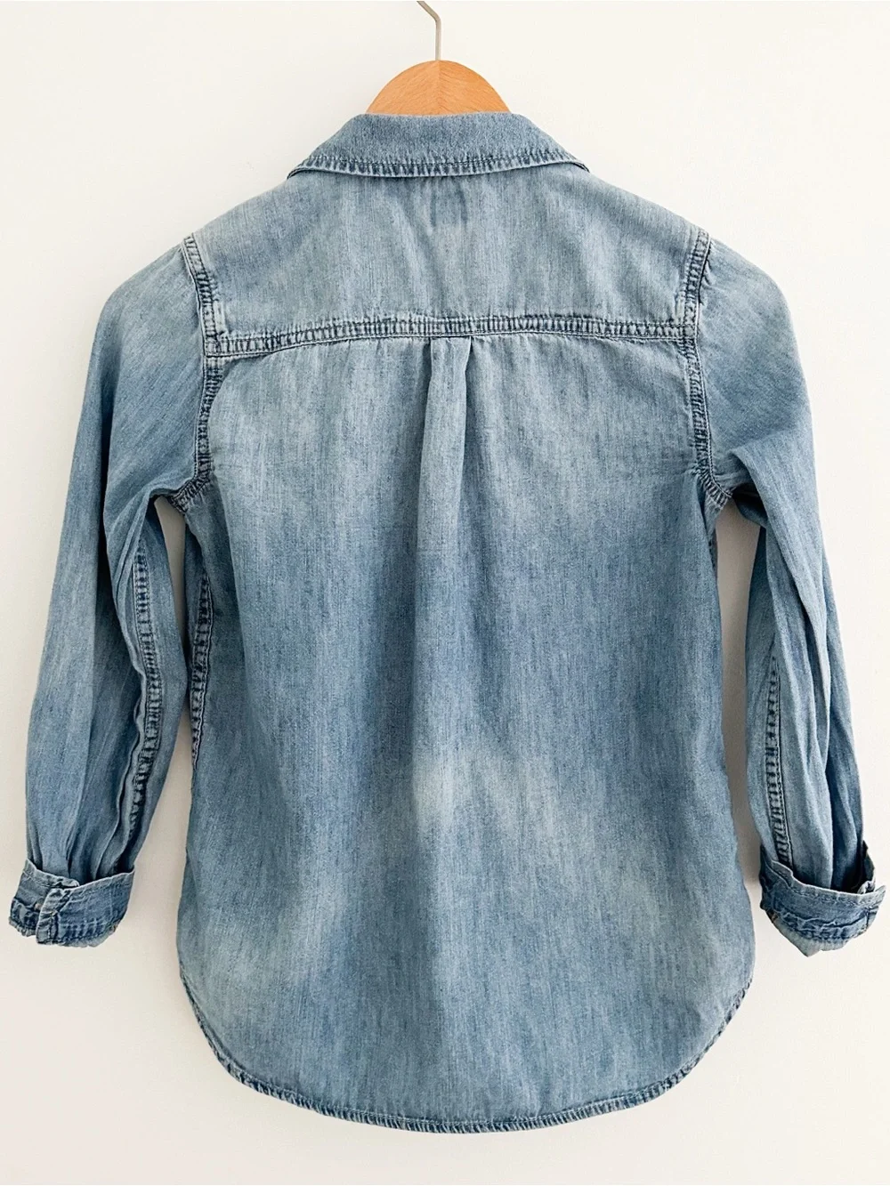 Gap Kids Chambray Denim Button Down Shirt Western Ranch Workwear Utility Size L